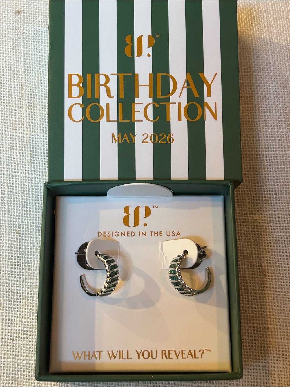 Bomb Party | May 2026 | Rhodium | Lab-Created Emerald | Hoop Earrings